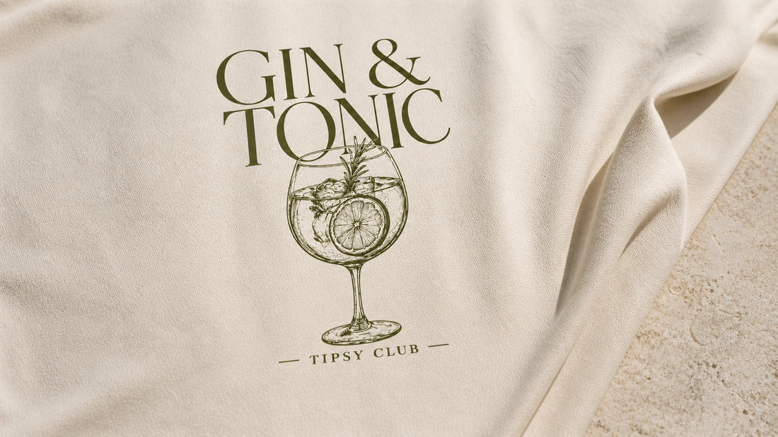 Gin & Tonic Club fine-line print on heavyweight cream cotton