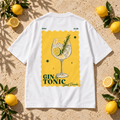 T-shirt Gin Tonic Club — photo d’ambiance et détail du motif