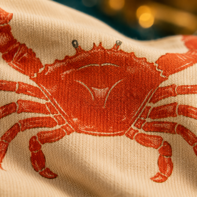 T-shirt Holy Crab — photo d’ambiance et détail du motif