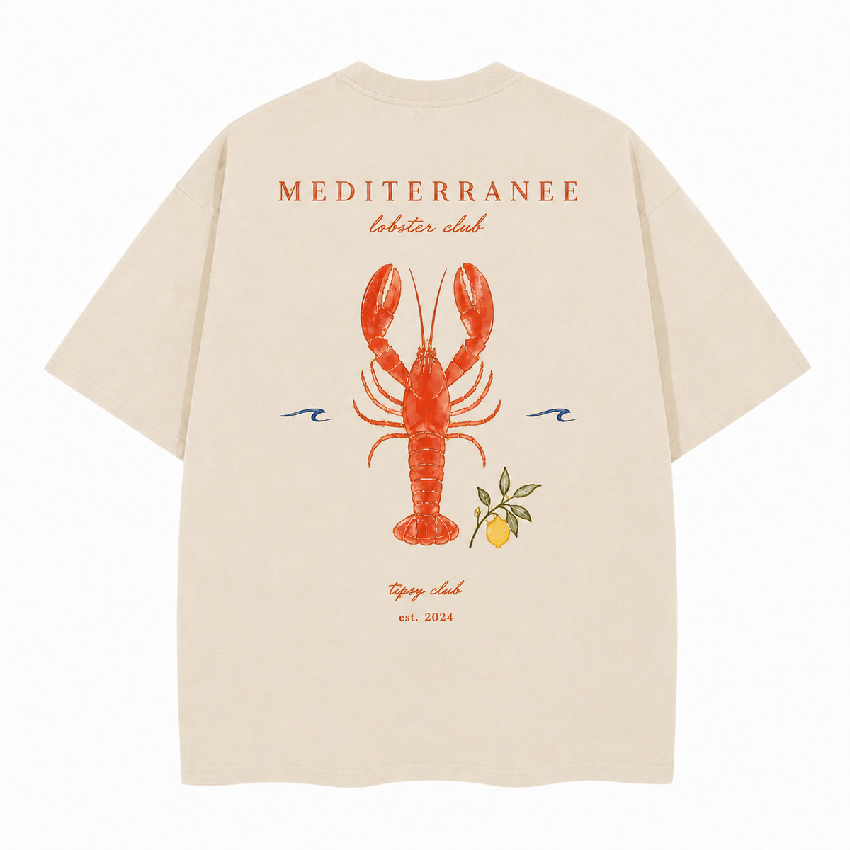 T-shirt Méditerranée Lobster Club — vue du dos avec le motif