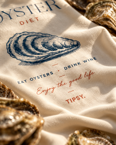 T-shirt Oyster Diet — photo d’ambiance et détail du motif