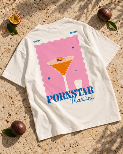 T-shirt Pornstar Martini Club — photo d’ambiance et détail du motif