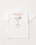 Margarita Cocktail Club tee, back print: a salt-rimmed margarita with a lime wheel in fine line, terracotta lettering